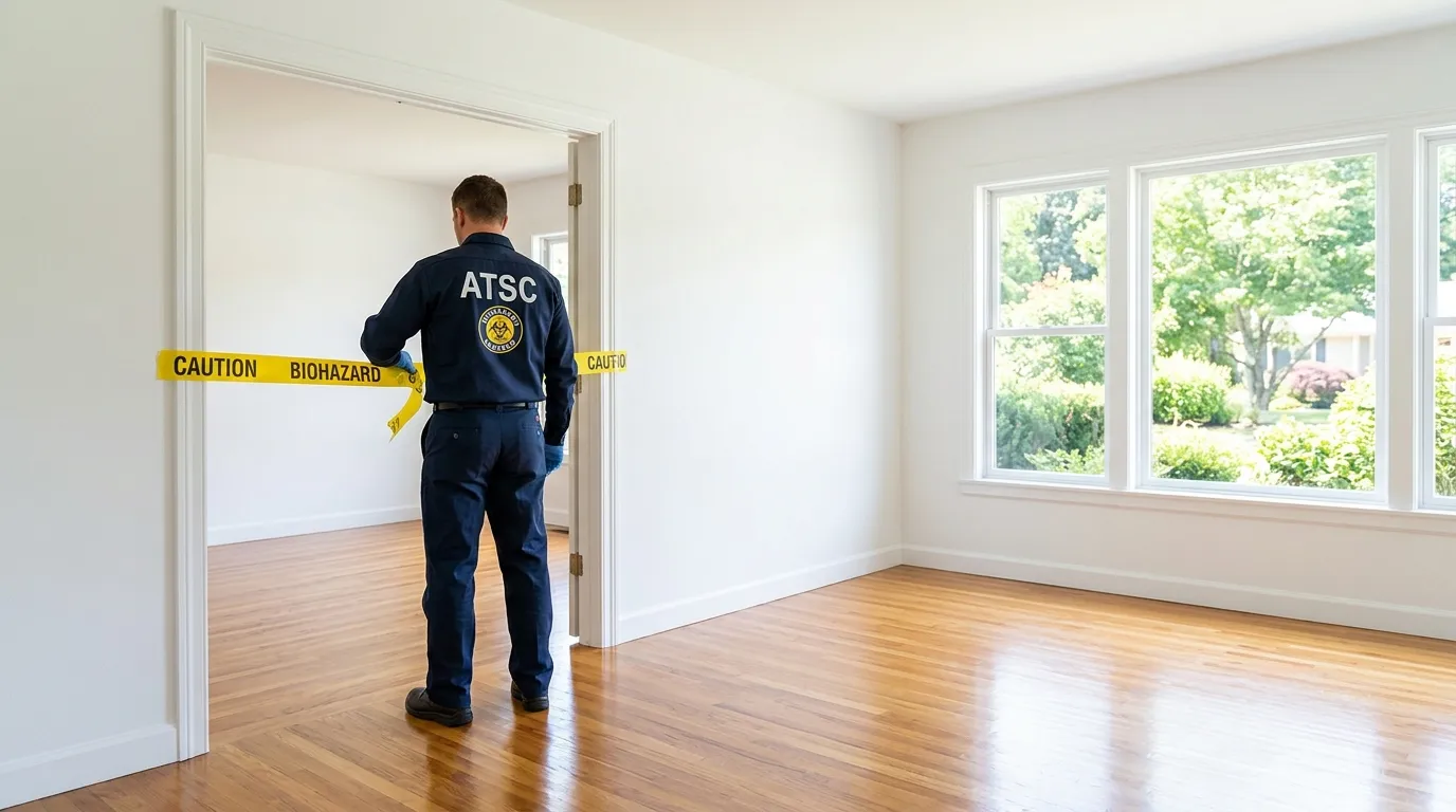 Certified biohazard cleanup crew performing Decomposition Cleanup in Narragansett